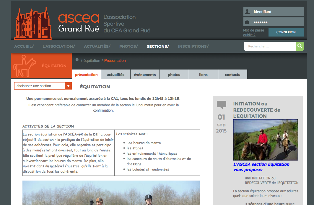 ASCEA - Détail d'une section