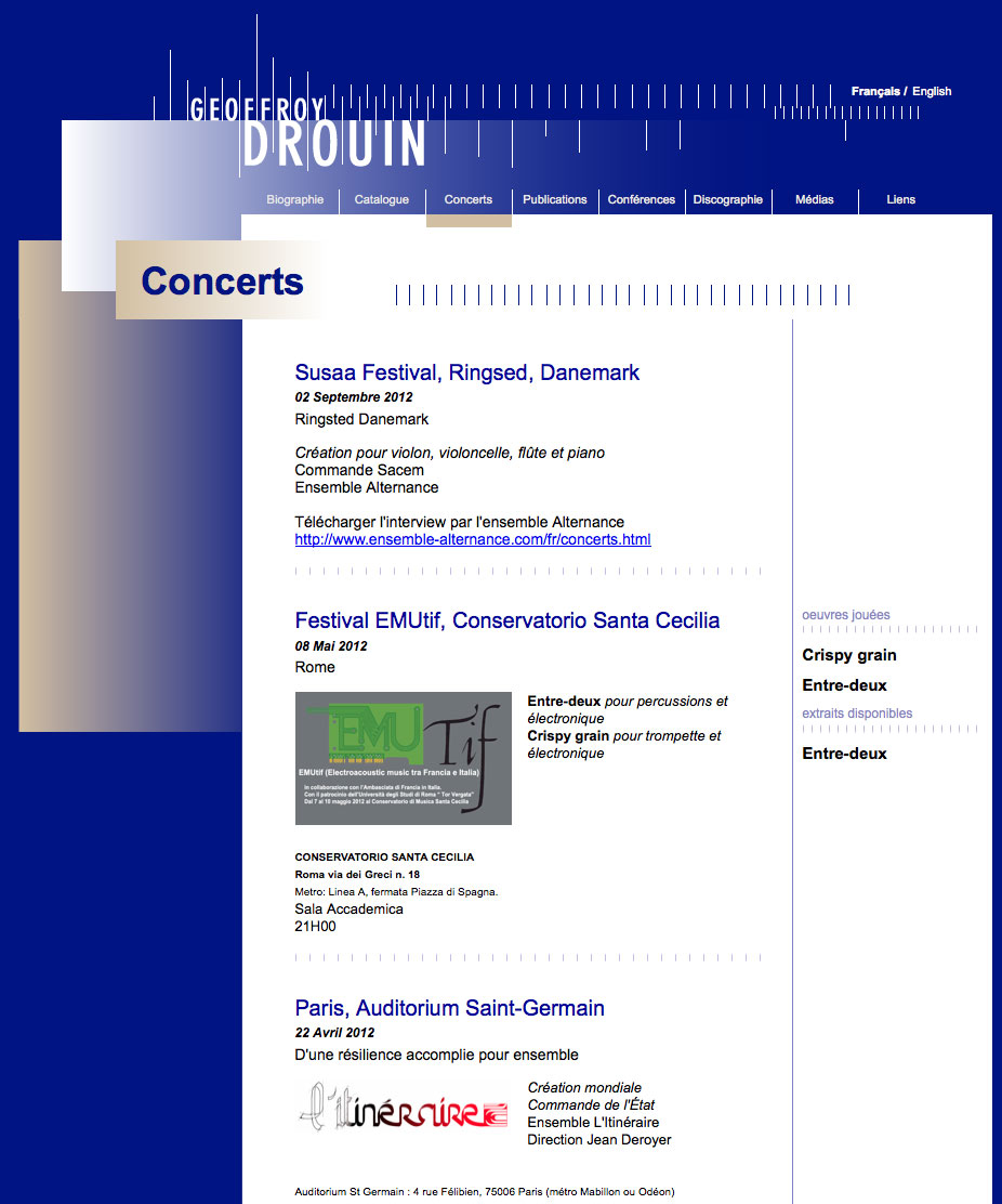 Geoffroy Drouin - Concerts